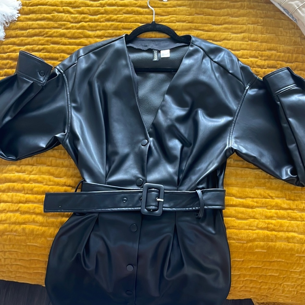 Leather Mini Dress with Belt